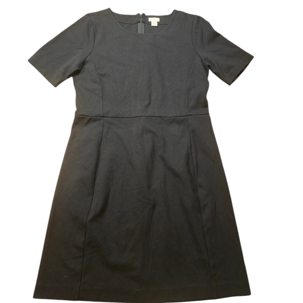 J Crew Short Sleeve Black Knit Ponte Sheath Dress Women’s Size 8 A9072
